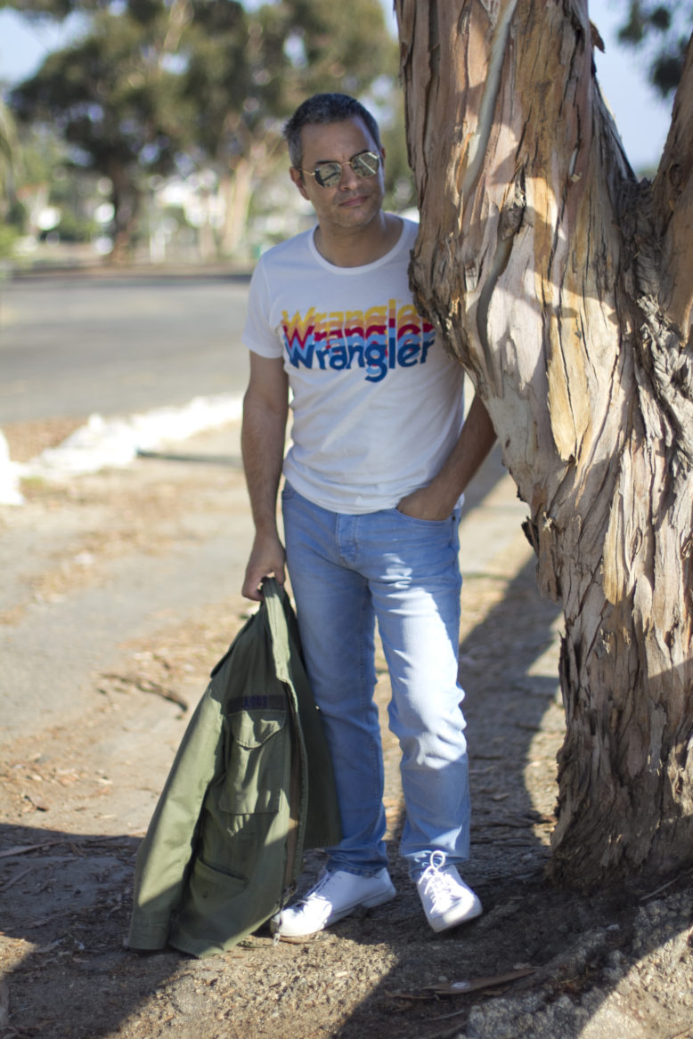 Wrangler jeans Los Angeles men's blogger