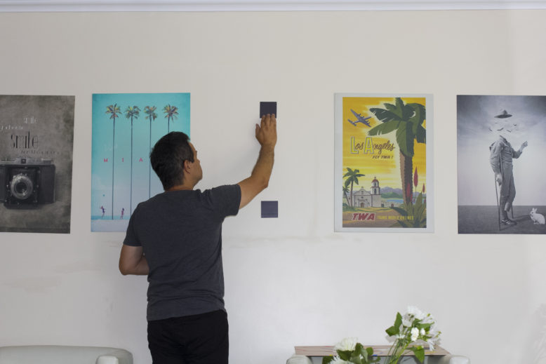 placing the wall magents for displate wall art